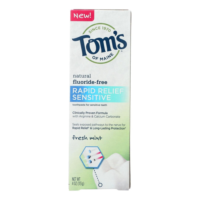 Cozy Farm - Tom'S Of Maine Rapid Relief Sensitive Toothpaste For Sensitive Teeth, Pack Of 6, Fresh Mint, Fluoride-Free, 4 Oz. Each