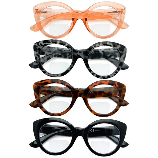 Eyekeeper  - 4 Pack Cat-eye Bifocal Reading Glasses BR2012