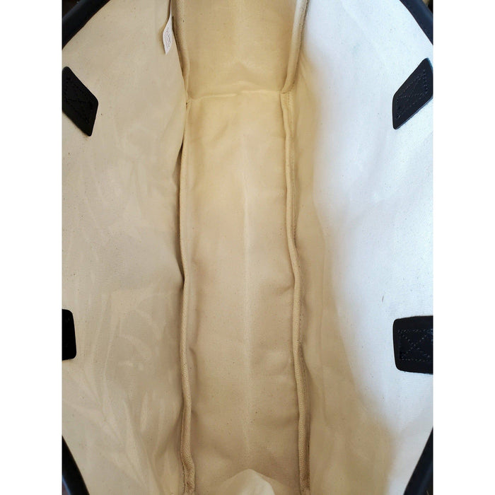 The Bullish Store - Babe Palm Leaves Large Rectangular Tote Bag | Genuine Leather Handles