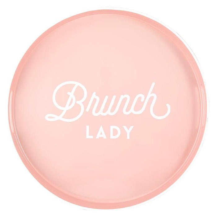 The Bullish Store - Brunch Lady Round Bar Tray | Serving Tray With Handles | 13.5" Diameter