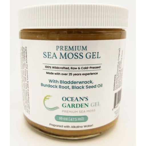 Ocean's Garden Gel - Premium Sea Moss with Bladderwrack, Burdock Root, & Blackseed Oil (Half Case) 8oz - 16oz - 32oz