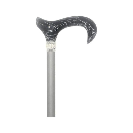 Classy Walking Canes - Adjustable Soft Silver Grey with Black Swirl Handle and Rhinestones
