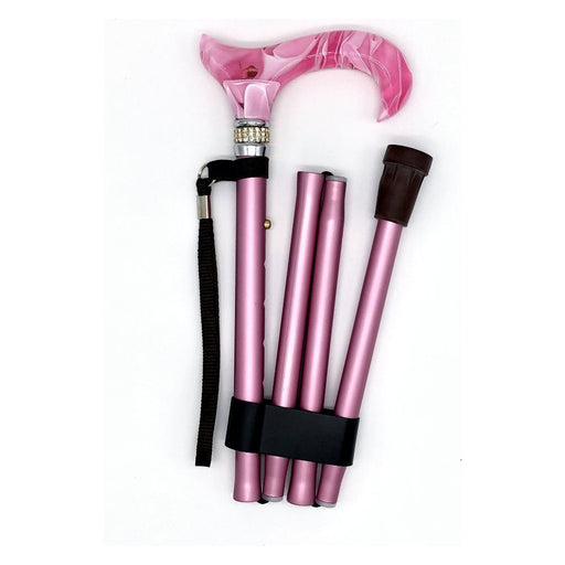 Classy Walking Canes - Folding Pink Diamond and Pearls