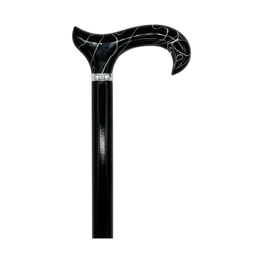 Classy Canes Black and White Swirl Handle on Black Shaft