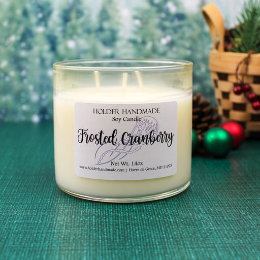 Holder Handmade - Frosted Cranberry 3-Wick Soy Candle