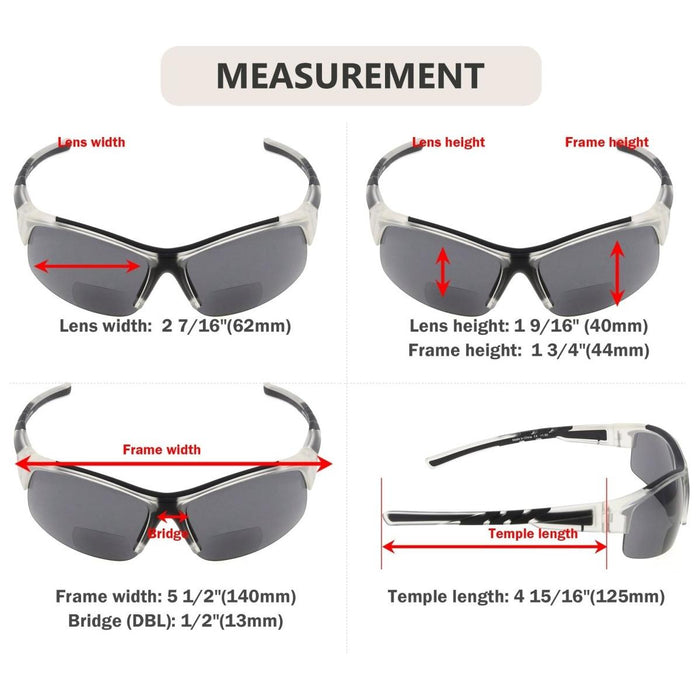 Eyekeeper.Com - Half Rim Tr90 Polarized Bifocal Reading Sunglasses Th6226Pgsg