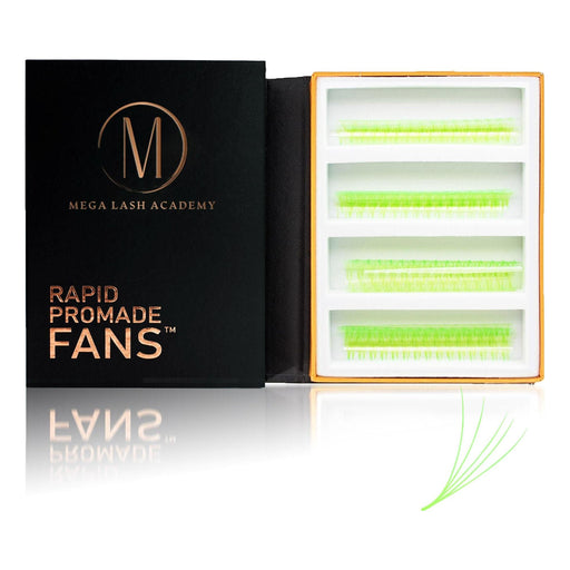 Mega Lash Academy - UV - Chartreuse Green 5D Rapid Promade Fans - 600 Fans