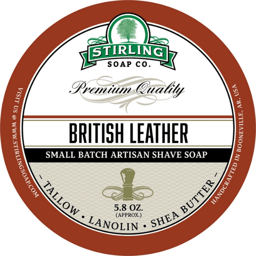 Stirling Soap Co. British Leather Shave Soap Jar 5.8 oz