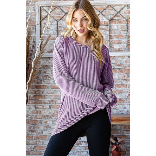 Heimish Round Neck Dropped Shoulder Blouse