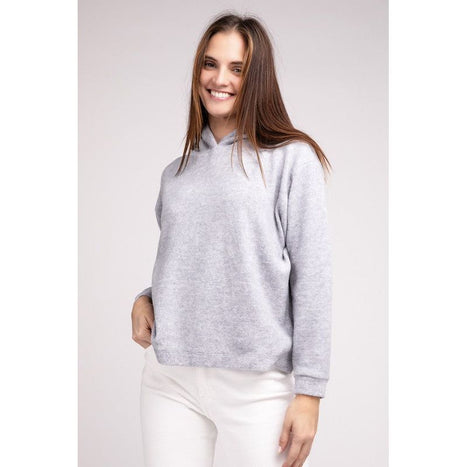 Hooded Brushed Melange Hacci Sweater