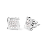 Bids.com 10K White Gold 1/2 Cttw Composite  Princess Diamond Square and Swirl Stud Earrings (I-J Color, I1-I2 Clarity) Earrings