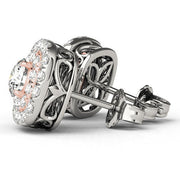 Bids.com 14k White and Rose Gold Cushion Shape Halo Diamond Earrings (3/4 cttw) Earrings