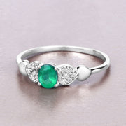 Bids.com 0.36 Carat Genuine Zambian Emerald and White Diamond 14K White Gold Ring Rings