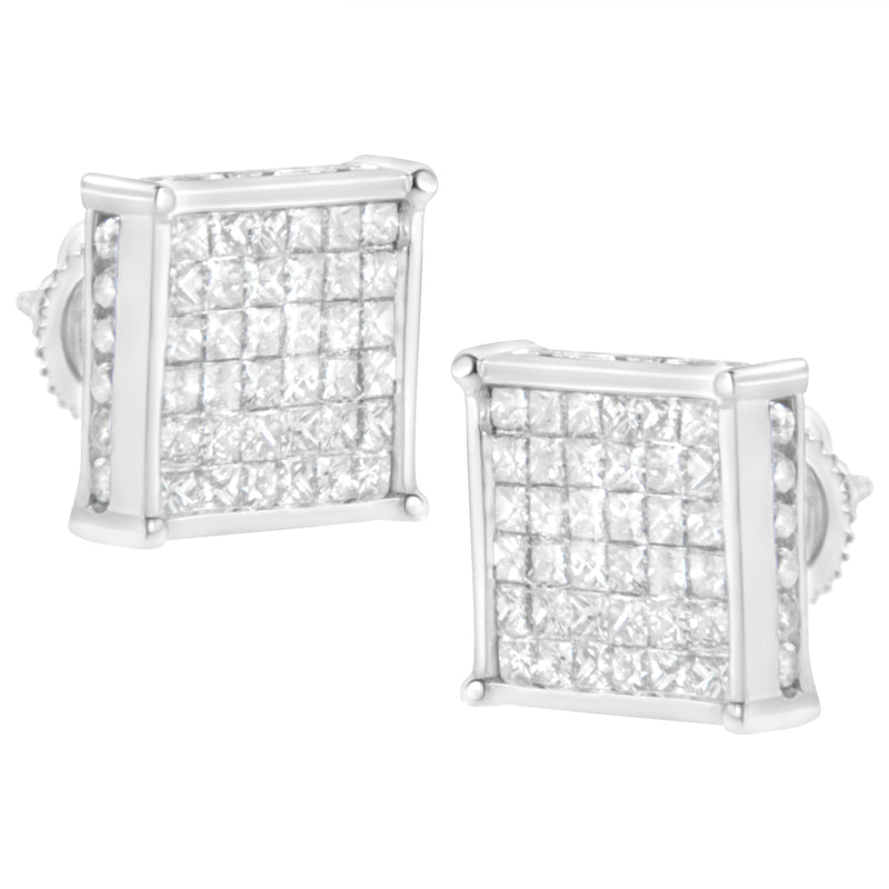 Bids.com 10K White Gold 2ct TDW Princess-Cut Composite Diamond Stud Earring (I-J ,I2-I3) Earrings