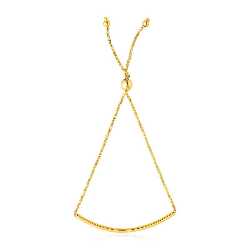 Bids.com 14k Yellow Gold Smooth Curved Bar Lariat Design Bracelet Bracelets