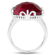 Bids.com 13.65 Carat Dyed Ruby .925 Sterling Silver Ring Rings