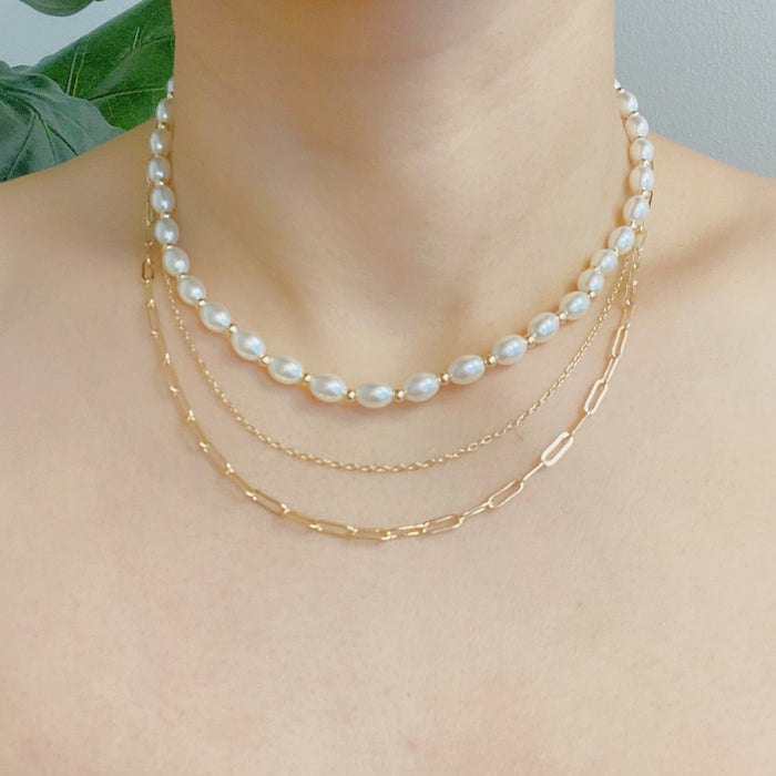 Layered Pearl And Chain Necklace