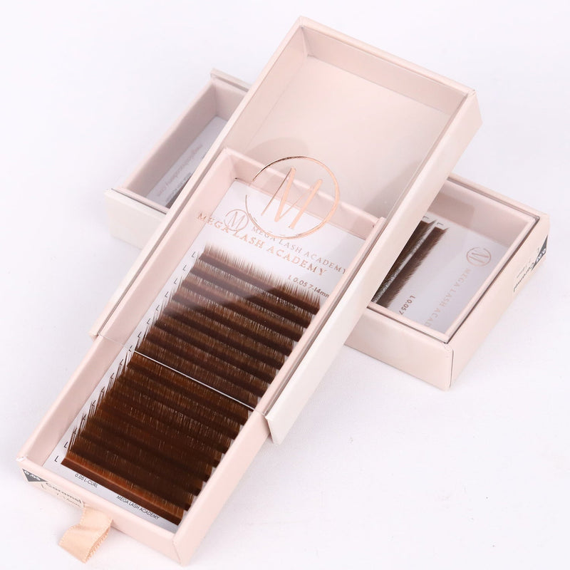 Mega Lash Academy Brown Cashmere Volume - Caramel Lash Trays
