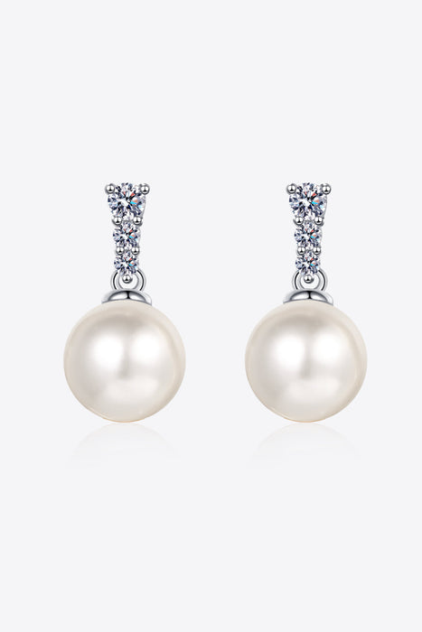 Moissanite Pearl Drop Earrings