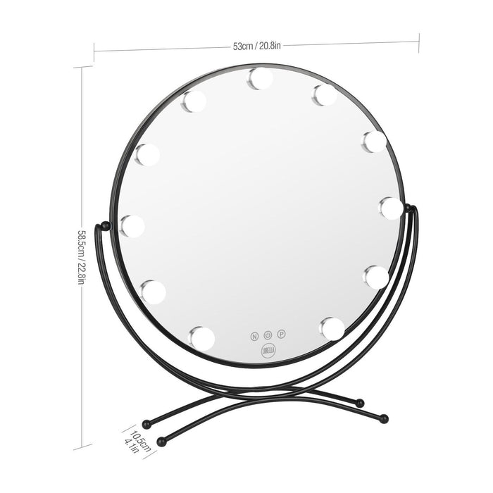 Lurella Cosmetics - 11 Bulb Round Vanity Mirror - Jet Black