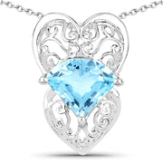 Bids.com 4.65 Carat Genuine Swiss Blue Topaz .925 Sterling Silver Pendant Pendants