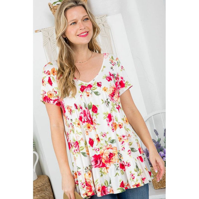 Plus Allover Floral Babydoll Top