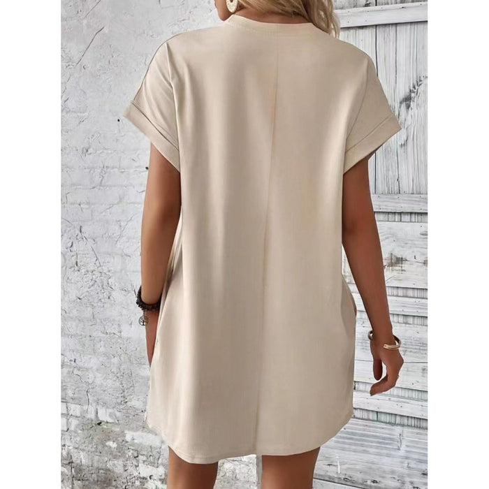 Pocketed Round Neck Short Sleeve Dress