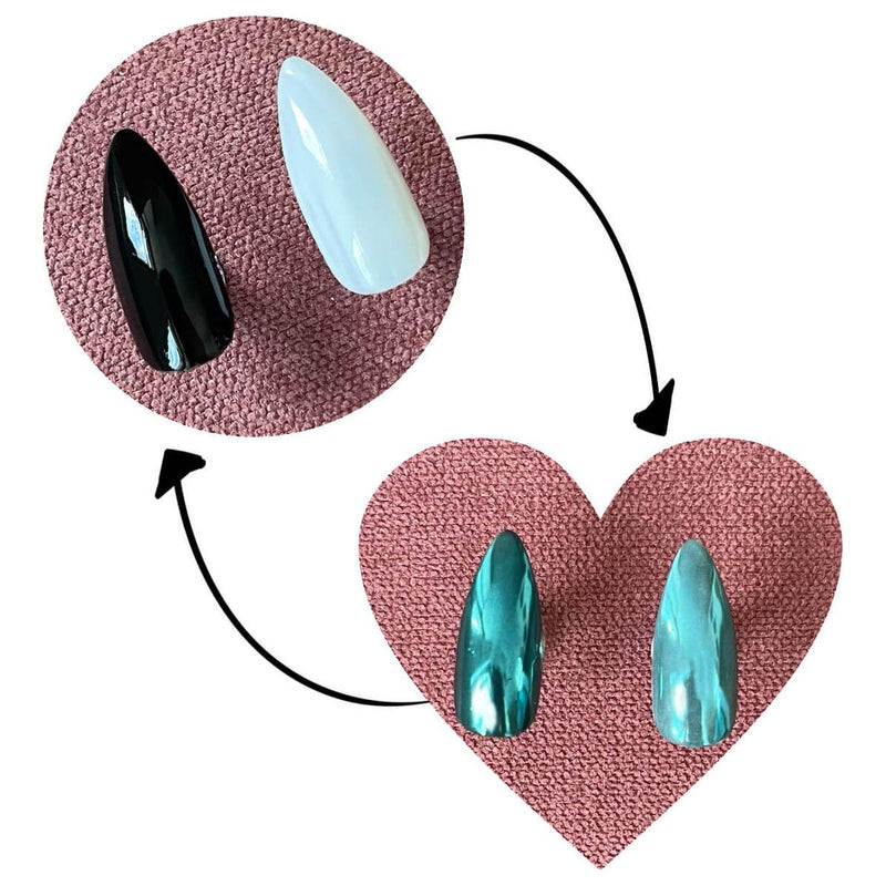 minimanimoo Magic Mirror Chrome Powder Teal Nail Polish