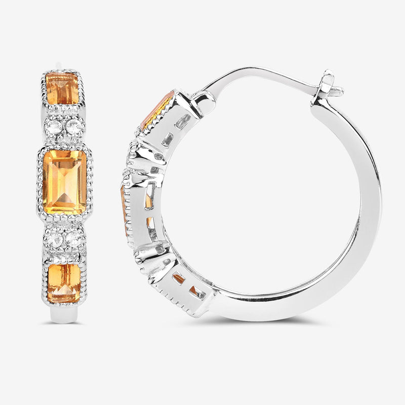 Bids.com 2.88 Carat Genuine Citrine and White Topaz .925 Sterling Silver Earrings Earrings