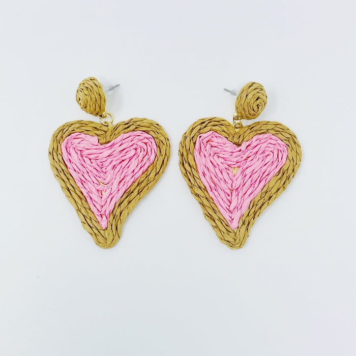 Sunny Days Heart Raffia Earrings