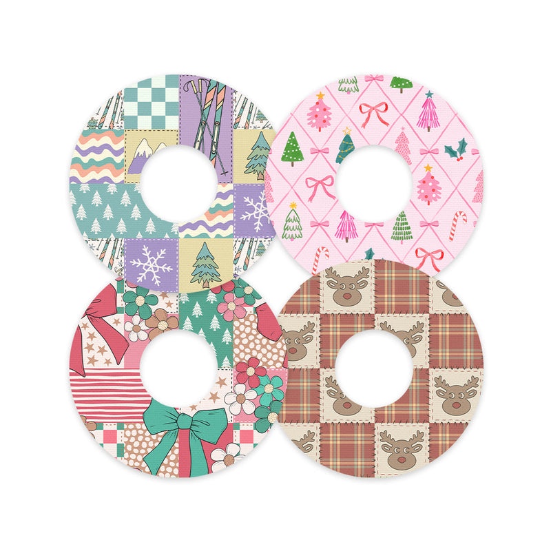 Peelz Holiday Patchwork Variety Patch Tape Designed for the FreeStyle Libre 3 Plus & Lingo  - Pump Peelz Patch Medical Tape