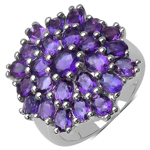 Bids.com 5.30 Carat Genuine Amethyst .925 Sterling Silver Ring Rings