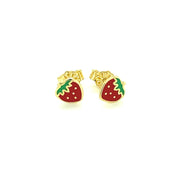 Bids.com 14k Yellow Gold Enameled Strawberry Childrens Earrings Earrings