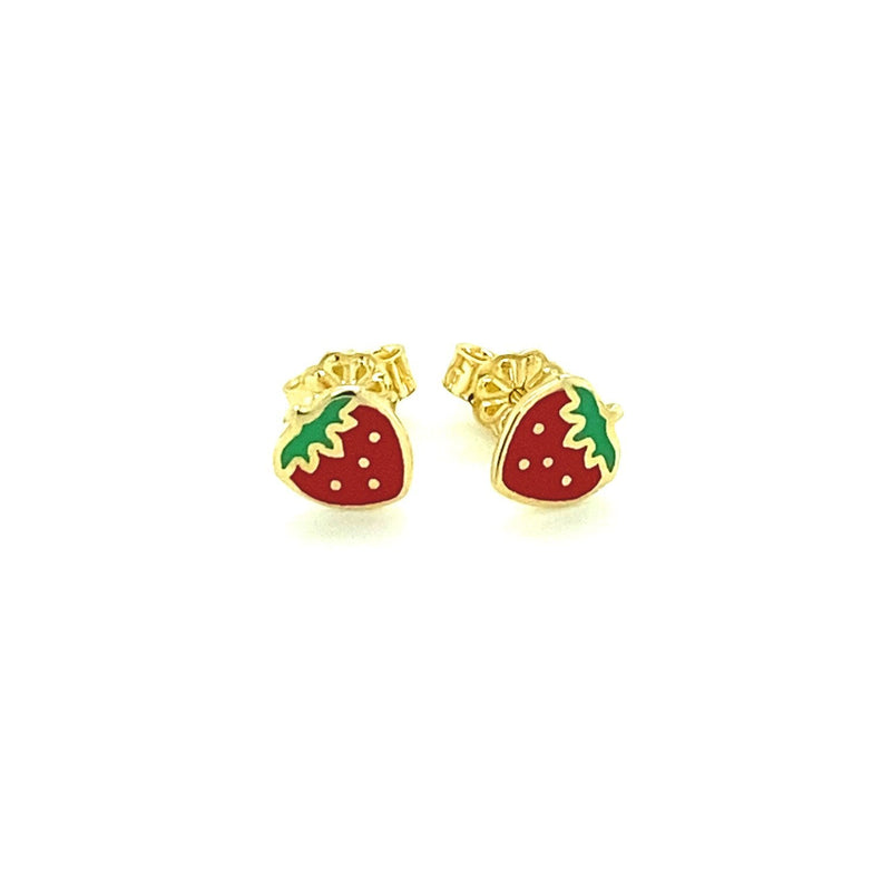 Bids.com 14k Yellow Gold Enameled Strawberry Childrens Earrings Earrings