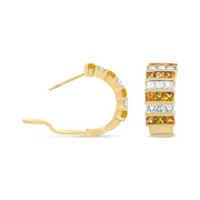 Bids.com 18K Yellow Gold 1 3/4 Cttw Invisible Set Princess Cut Diamond and 2.5mm Yellow Sapphire Huggie Hoop Earrings (F-G Color, VS1-VS2 Clarity) Earrings