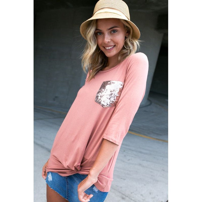 Plus Solid Sequence Pocket Tunic Top