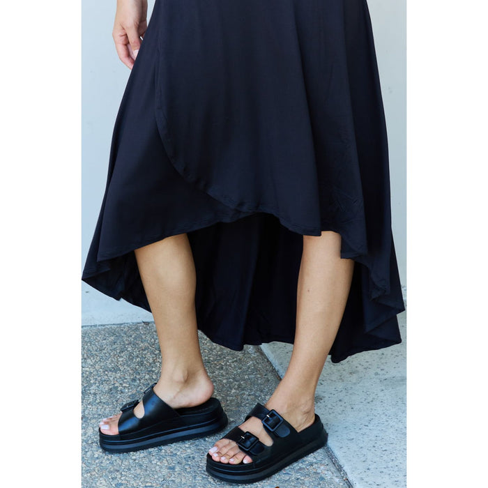 High Waisted Flare Maxi Skirt in Black