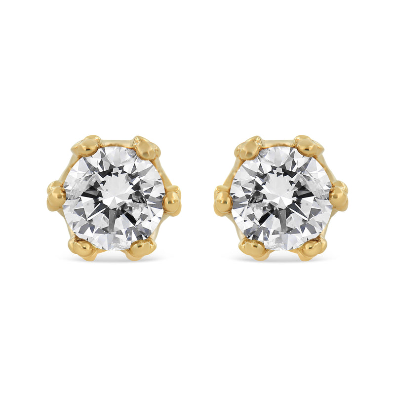 Bids.com 14K Yellow Gold 2.0 Cttw Round Diamond Crown Stud Earrings (I-J Color, I1-I2 Clarity) Earrings
