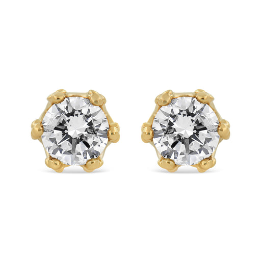 Bids.com 14K Yellow Gold 2.0 Cttw Round Diamond Crown Stud Earrings (I-J Color, I1-I2 Clarity) Earrings