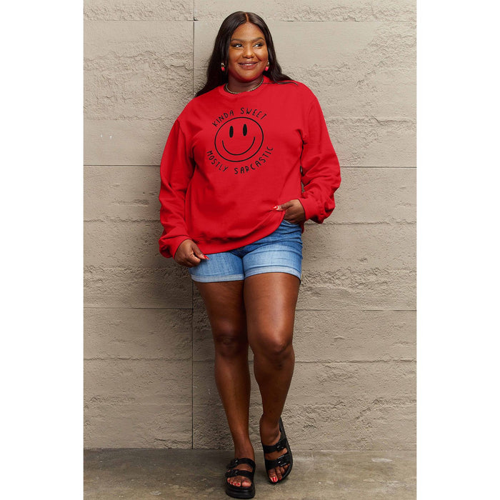 Simply Love Smiling Face Graphic Sweatshirt