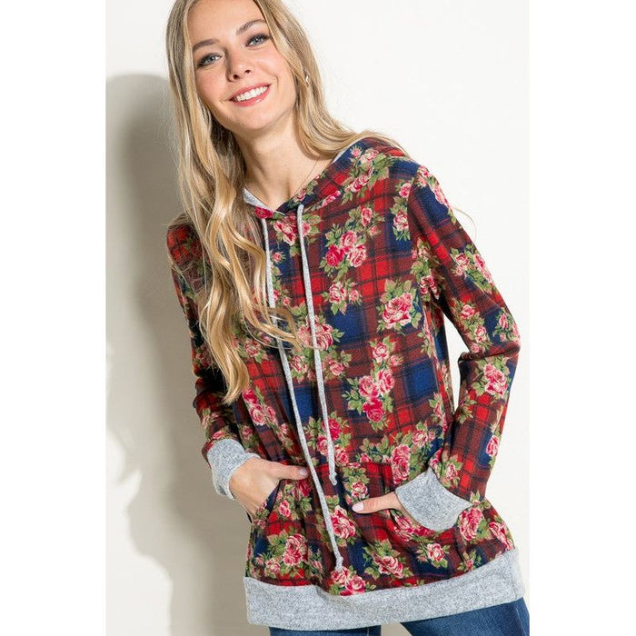 Plaid Floral Mix Sweatshirts