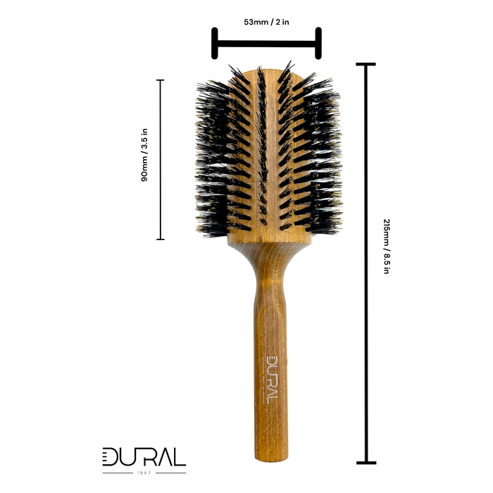 Dural Beech wood Round-Styler hair brush with boral bristles - 18 rows