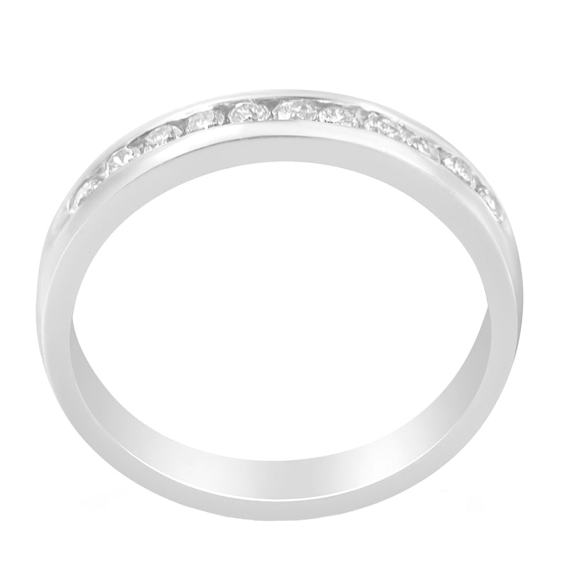 Bids.com 18K White Gold 1/4 Cttw Channel Set Brilliant Round-Cut Diamond Classic 11 Stone Wedding Band Ring (E-F Color, I1-I2 Clarity) - Size 5 Rings
