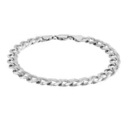 Bids.com Rhodium Plated 8.4mm Sterling Silver Curb Style Bracelet Bracelets