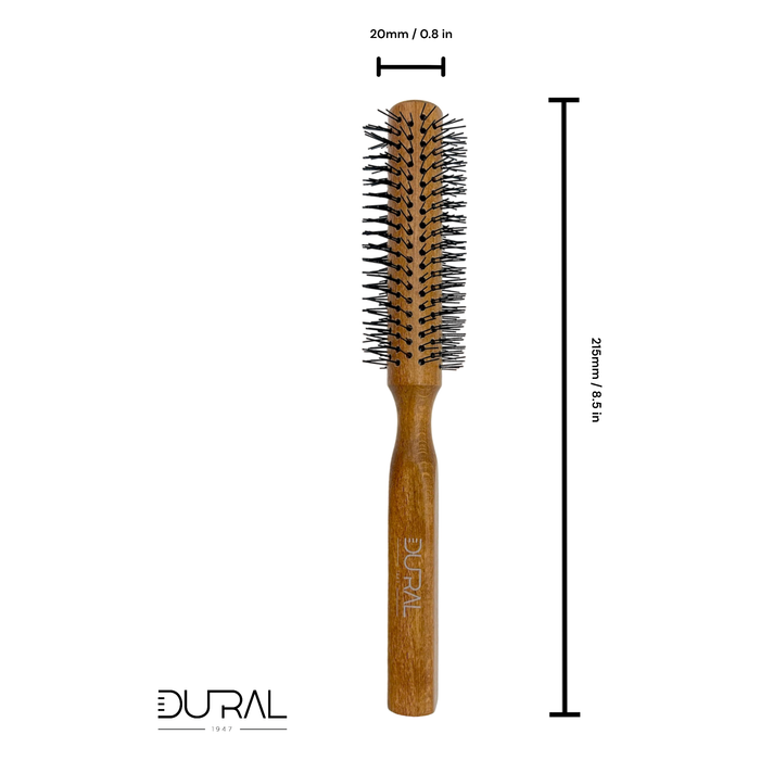 Dural Beech wood round-styler hair brush with nylon pins - 14 rows