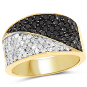 Bids.com 14K Yellow Gold Plated 1.20 Carat Genuine Black Diamond and White Diamond .925 Sterling Silver Ring Rings