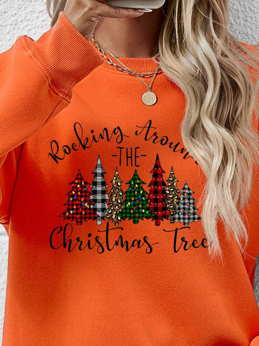 Christmas Tree Graphic Round Neck Sweatshirt