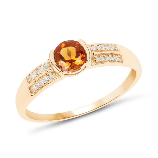 Bids.com 0.51 Carat Genuine Citrine and White Diamond 14K Yellow Gold Ring Rings