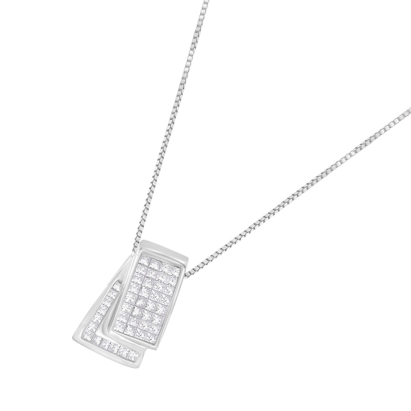 Bids.com 14KT White Gold Diamond Box Pendant Necklace (1 cttw, H-I Color, SI2-I1 Clarity) Necklaces