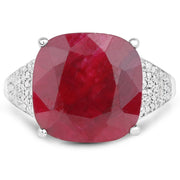 Bids.com 14.47 Carat Dyed Ruby and White Topaz .925 Sterling Silver Ring Rings